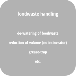 de-watering of foodwaste reduction of volume (no incinerator) grease-trap  etc. foodwaste handling